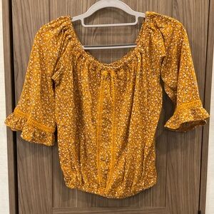 Papermoon Womens Elastic Neck/waist Long Sleeve Blouse Size M